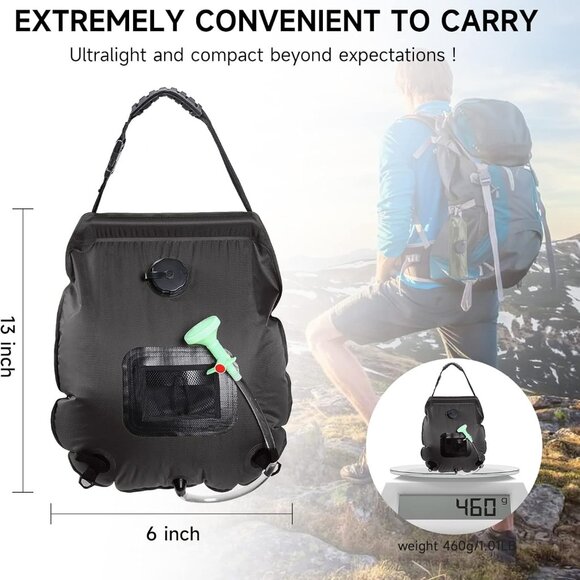Solar Portable Shower Bag, 5 Gal/20L Solar Heating Camping Shower Bag - Picture 5 of 10